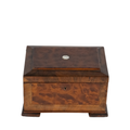 mahogany box with key and pearl top detail