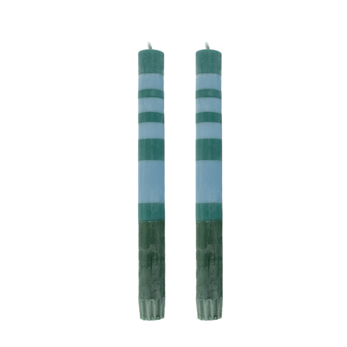 Verde Stripe Taper Candles, Set of 2