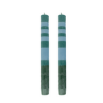 Verde Stripe Taper Candles, Set of 2