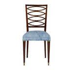 Wood Dining Chair with blue upholstery