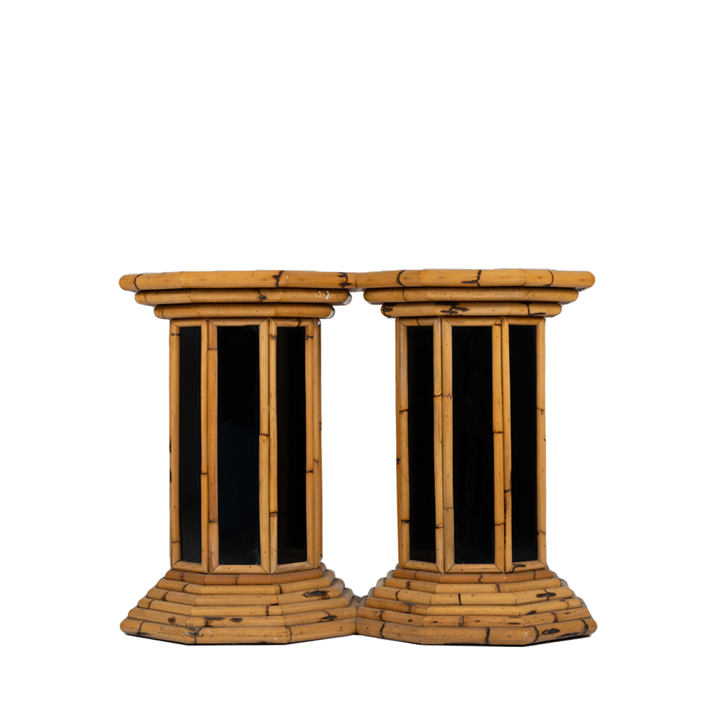 Bamboo and black console table