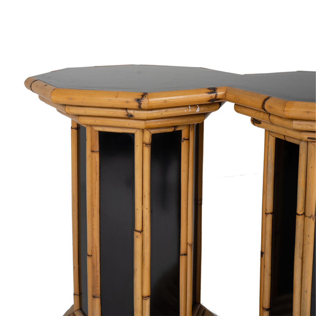 Bamboo and black console table