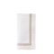 Off-white linen napkins with elegant "pearl" embroidery in multiple colors.
