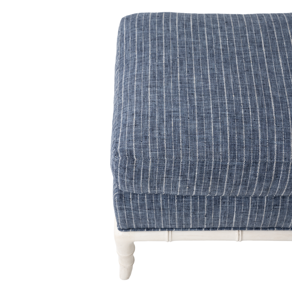 Blue striped fabric on a white background