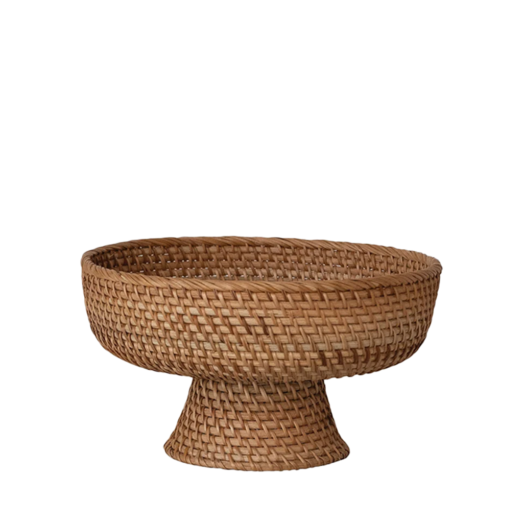 Woven basket with a pedestal base