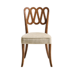 Wooden chair with decorative backrest on a white background