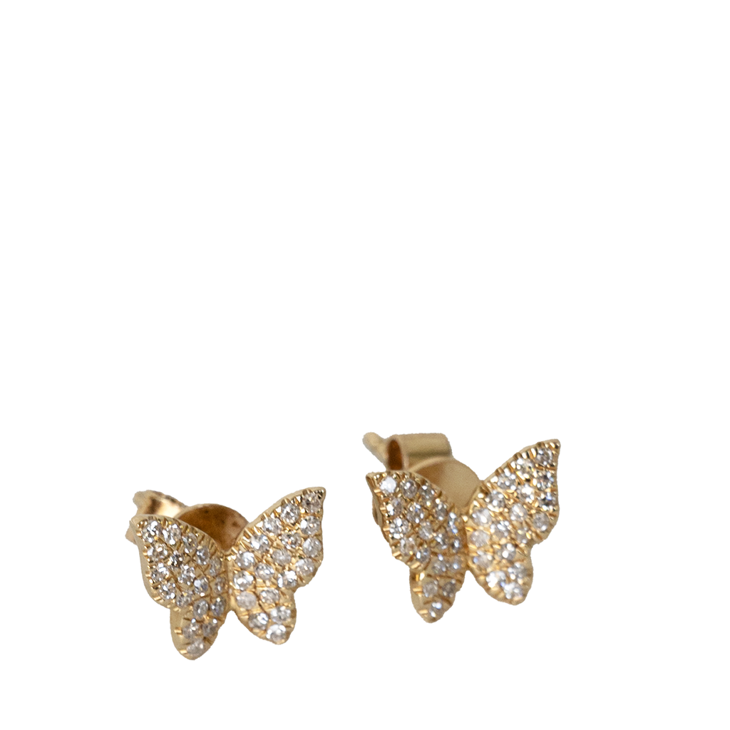 Diamond Butterfly Stud Earrings