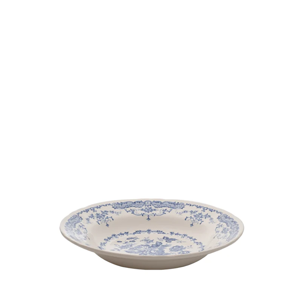 image of ivory plate with floral blue pattern