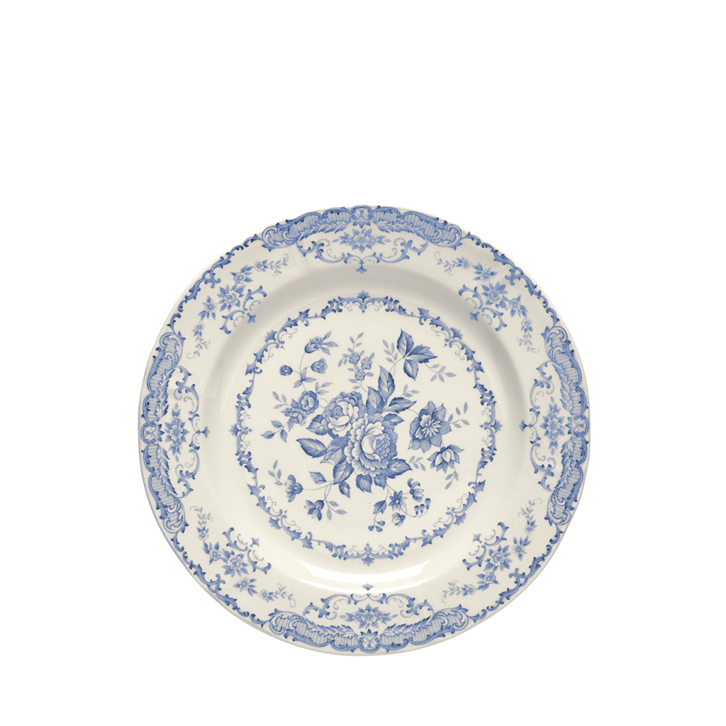 image of ivory plate with floral blue pattern