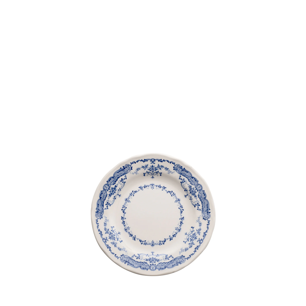 white ceramic plate with blue floral design