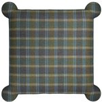 Plaid patterned cushion with rounded corners on a white background