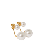 Pair of pearl earrings with gold clasps on a white background