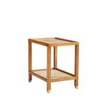 Wooden side table on a white background