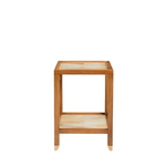 Wooden side table on a white background