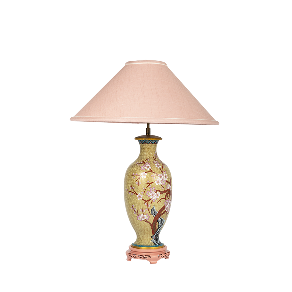 Cloisonne Lamp with Custom Pink Shade