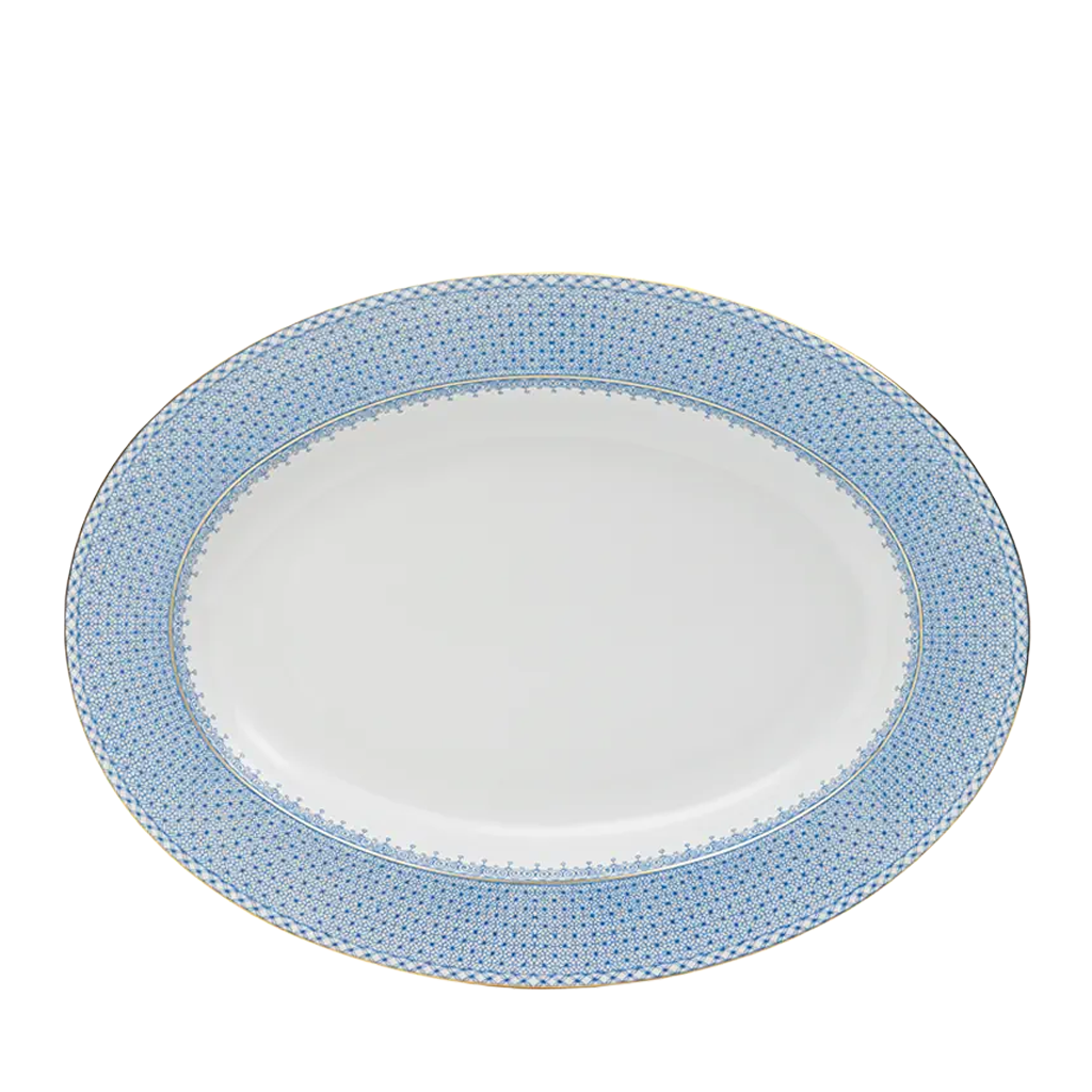 Lace Oval Platter, Cornflower