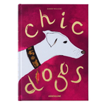 Book cover of 'Chic Dogs' by Assouline with a dog illustration on a red background