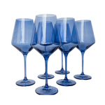 Estelle Colored Wine Glasses - Set of 6, Cobalt