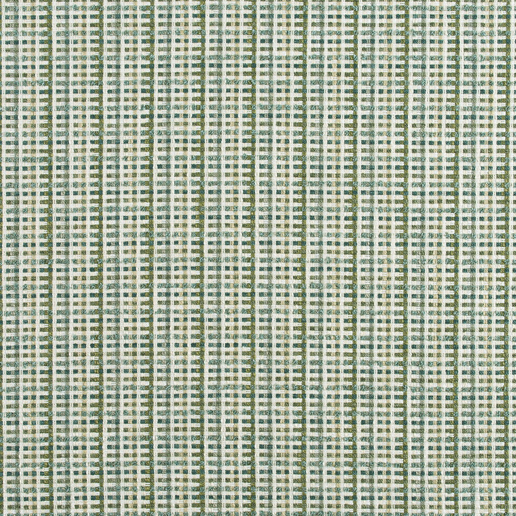 Textured green and beige patterned fabric swatch