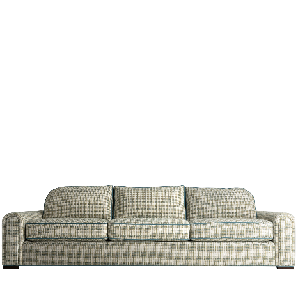 Plaid-patterned sofa on a white background