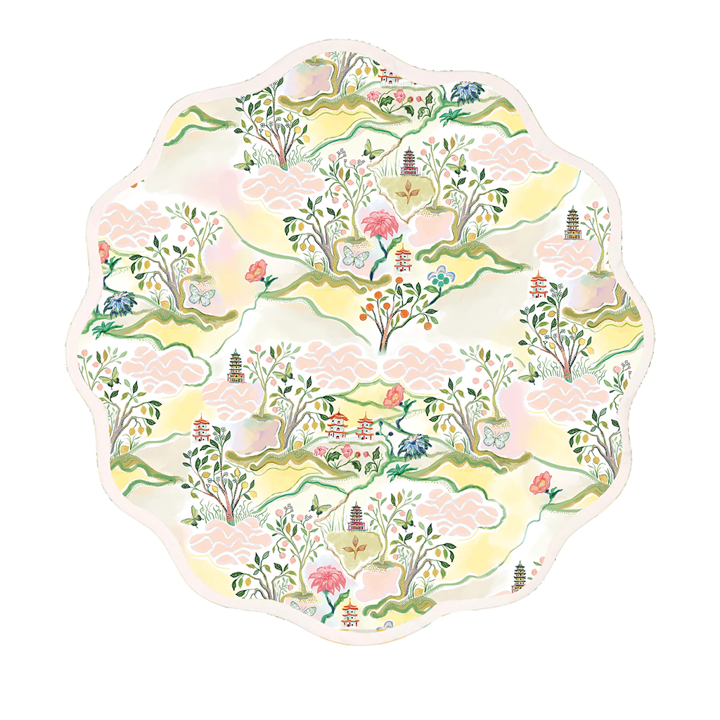 Pagoda Scalloped Placemat, Pink