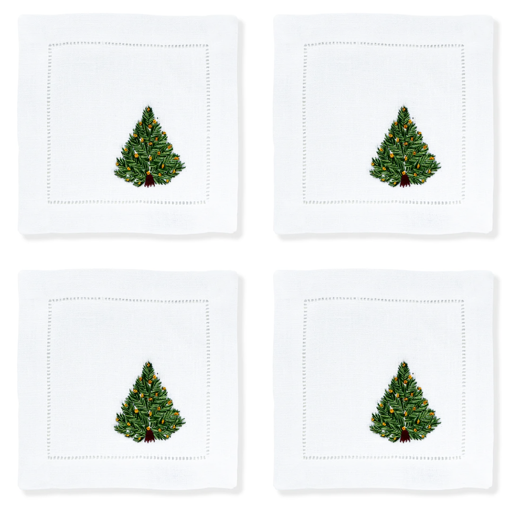 Christmas Tree Cocktail Napkins, Set of 4