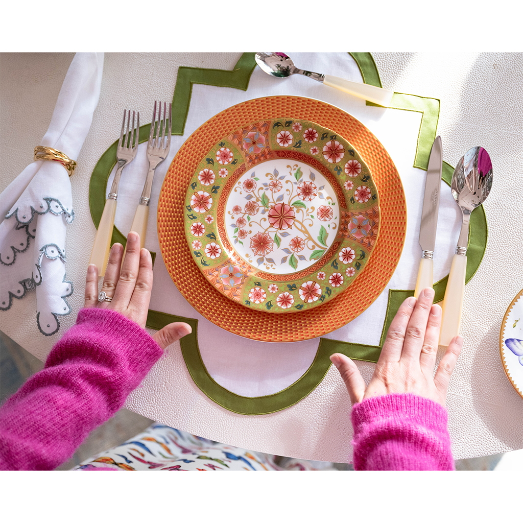 floral plate on top of table scape