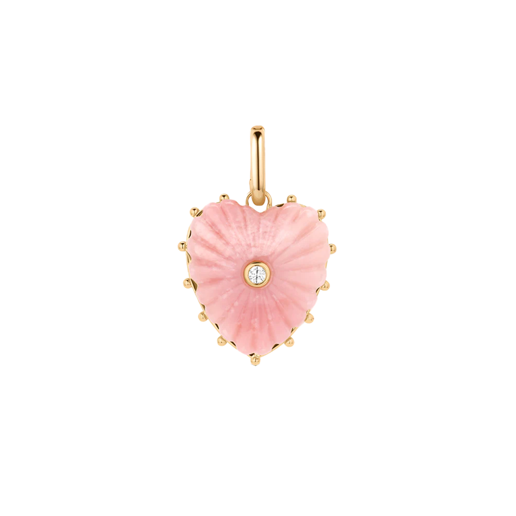 Pink Opal Heart Necklace Charm