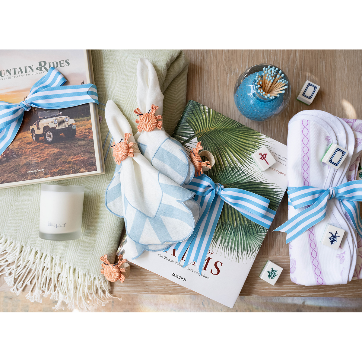 scalloped and striped napkin in home