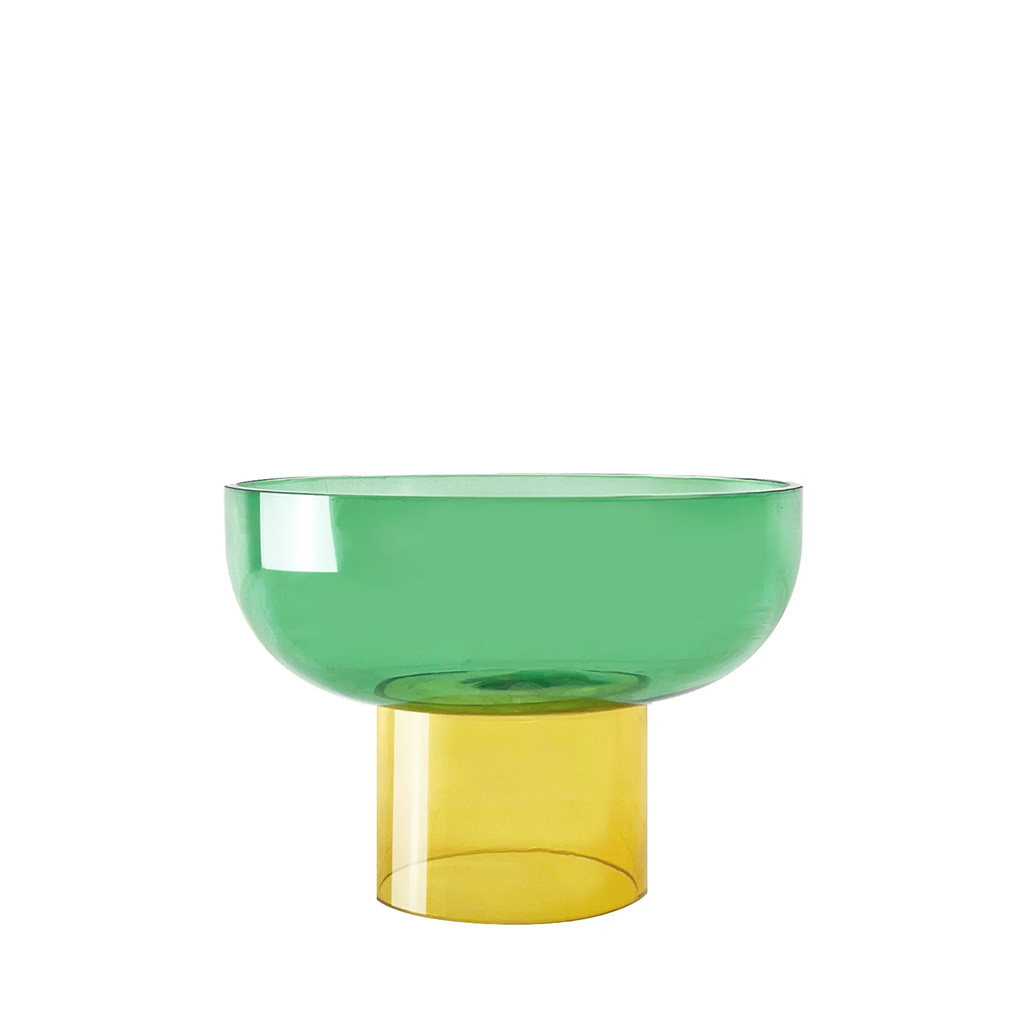 green and yellow glass bowl