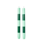 Pair Of Striped Candles, Jade and Green