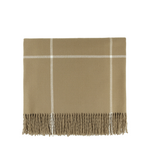 Caramel throw blanket with white accents