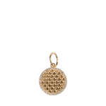 Diamond &amp; Gold Round Textured Disc Pendant 15mm