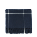 Navy throw blanket with white accents