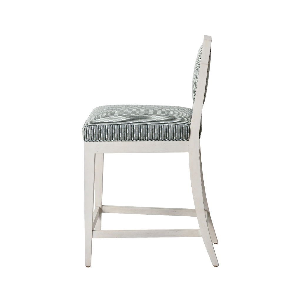 Chair with a striped cushion on a white background