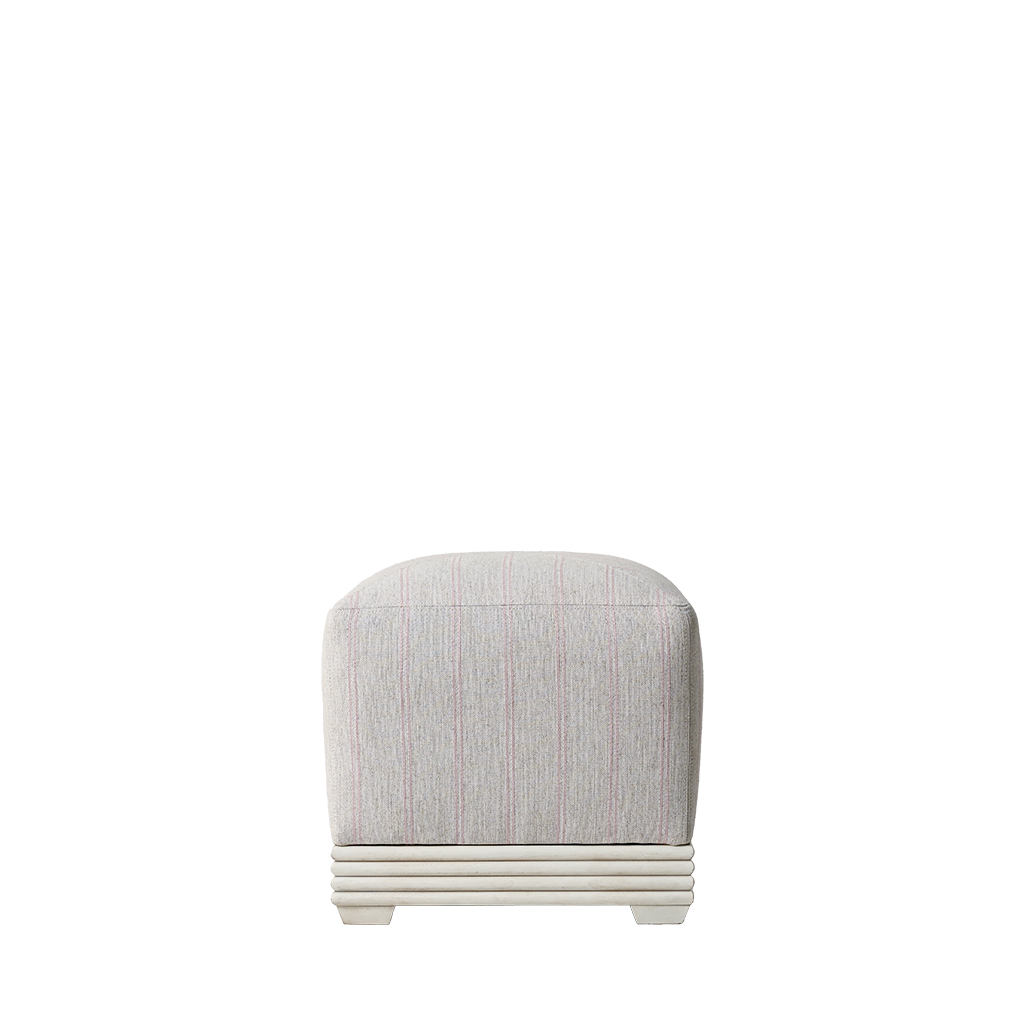 Gray ottoman with a white base on a white background