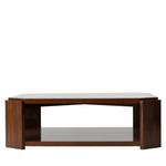 Wooden coffee table on a white background