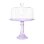 Estelle Colored Glass Cake Stand with Dome, Lavender