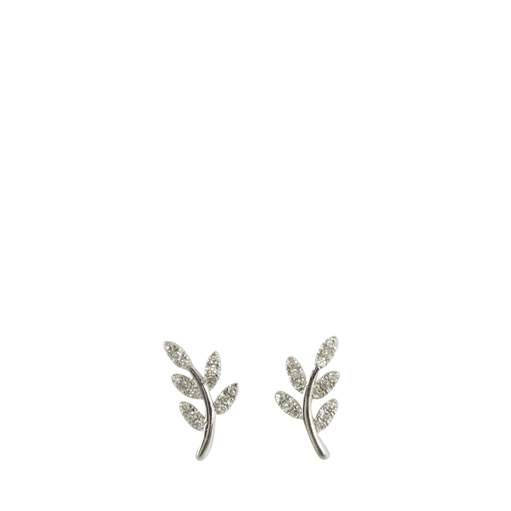 Diamond Leaf Stud Earrings