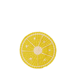 Round yellow coaster made to look like a lemon slice