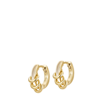 Gold hoop earrings on a white background