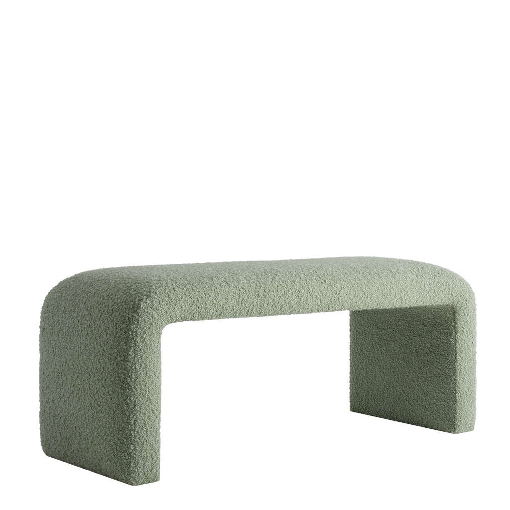 Green textured bench on a white background