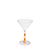 Striped Martini Glass, Pink and Amber