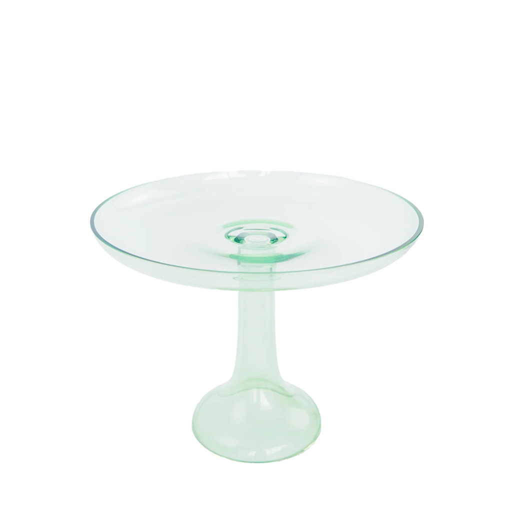 Estelle Colored Glass Cake Stand with Dome, Mint