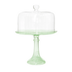 Estelle Colored Glass Cake Stand with Dome, Mint