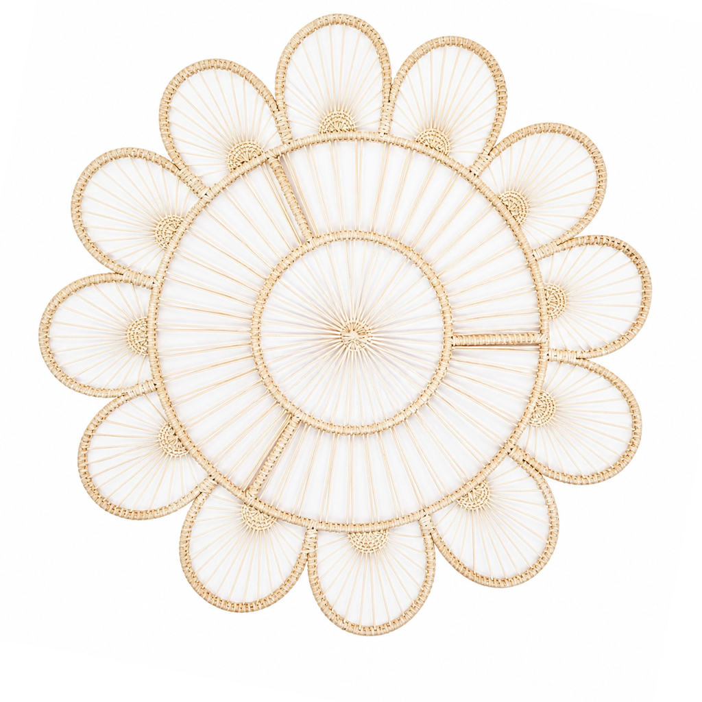 Decorative placemat with circular design on a white background