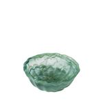 Green glass bowl on a white background