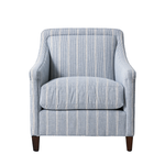 Blue striped armchair on a white background