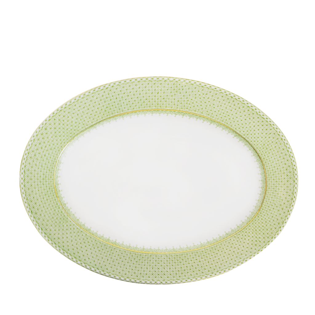 Lace Oval Platter, Green Apple