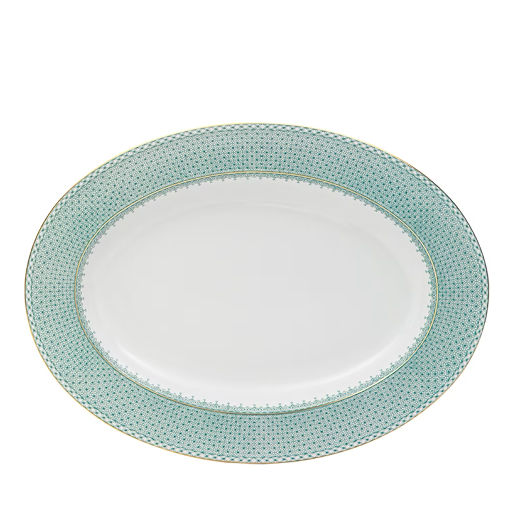 Lace Oval Platter, Teal